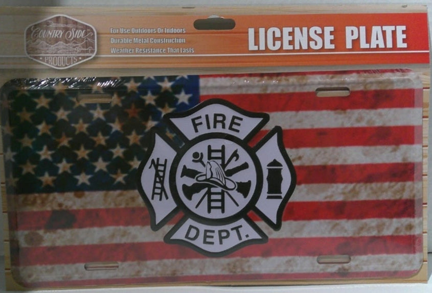 American Flag Firefighter plate