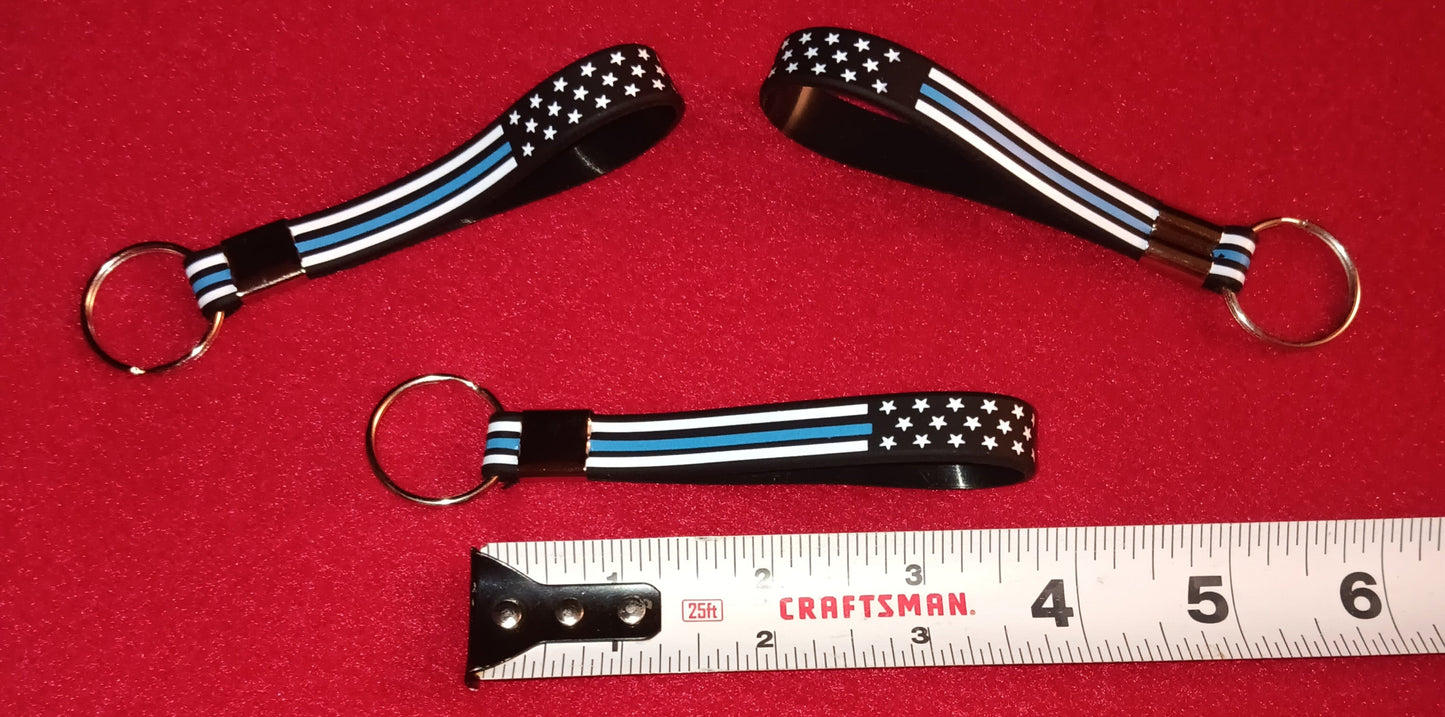 Thin White, Thin Blue, Thin White Line (EMS) Silicone Keychain