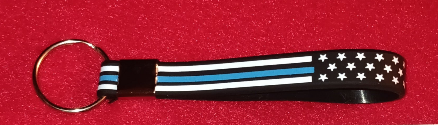 Thin White, Thin Blue, Thin White Line (EMS) Silicone Keychain