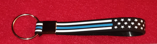 Thin White, Thin Blue, Thin White Line (EMS) Silicone Keychain